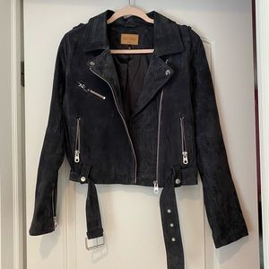 Driftwood Black Suede Moto Jacket